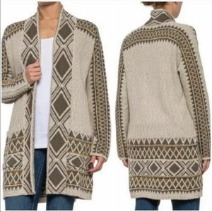 LUCKY BRAND Bohemian Long Pocket Open Front Cardigan Tribal 3rd Piece Size Small